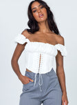 front view of model wearing Princess Polly Harry Top White 