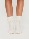 Josefina Frill Sock White