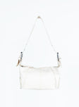 Faux leather shoulder bag Removable and adjustable strap, zip fastening and silver-toned hardware