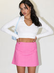   front view of model wearing Princess Polly Selby Mini Skirt Pink 