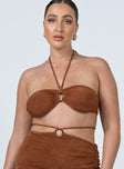 front view of model wearing Princess Polly Cabo Top Brown 