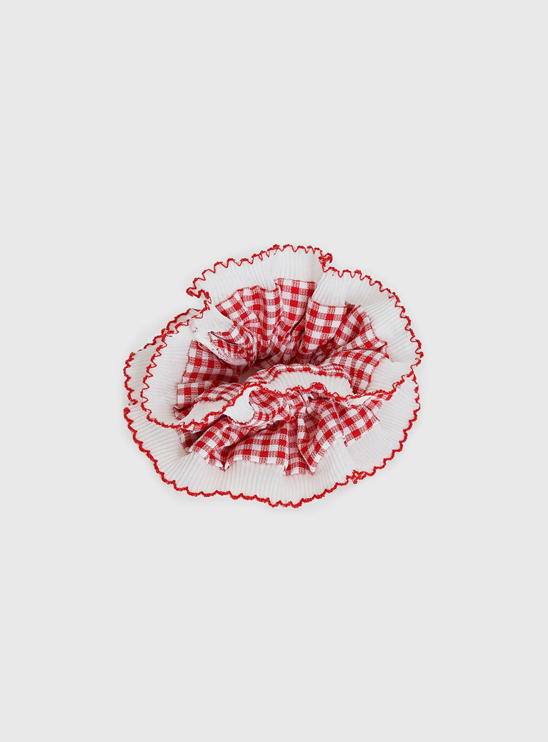 Downtown Scene Scrunchie Red Gingham