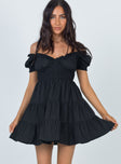 front view of model wearing Princess Polly Daniela Mini Dress Black 