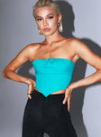 front view of model wearing Princess Polly Bad Gal Bustier Blue 