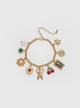 Cherry Dreams Charm Bracelet Gold