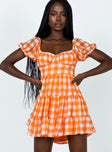 front view of model wearing Princess Polly Danny Mini Dress Orange 