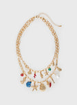 Sealife Charm Necklace Gold