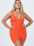 front view of model wearing Princess Polly Avari Mini Dress Orange 