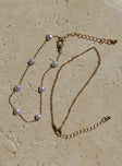 Anklet pack 70% brass, 30% plastic Pack of two Gold-toned Lobster clasp fastening Pearl detailing