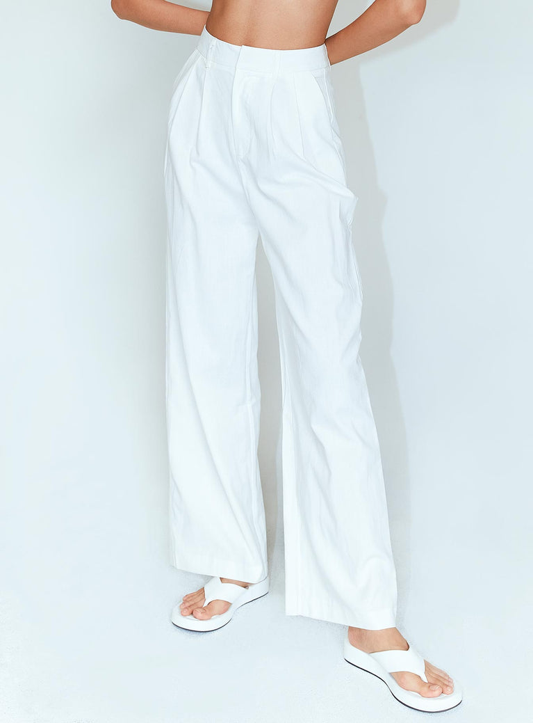 product Princess Polly High Waisted Pants High Waisted Pants  Ayla Linen Pants White Tall