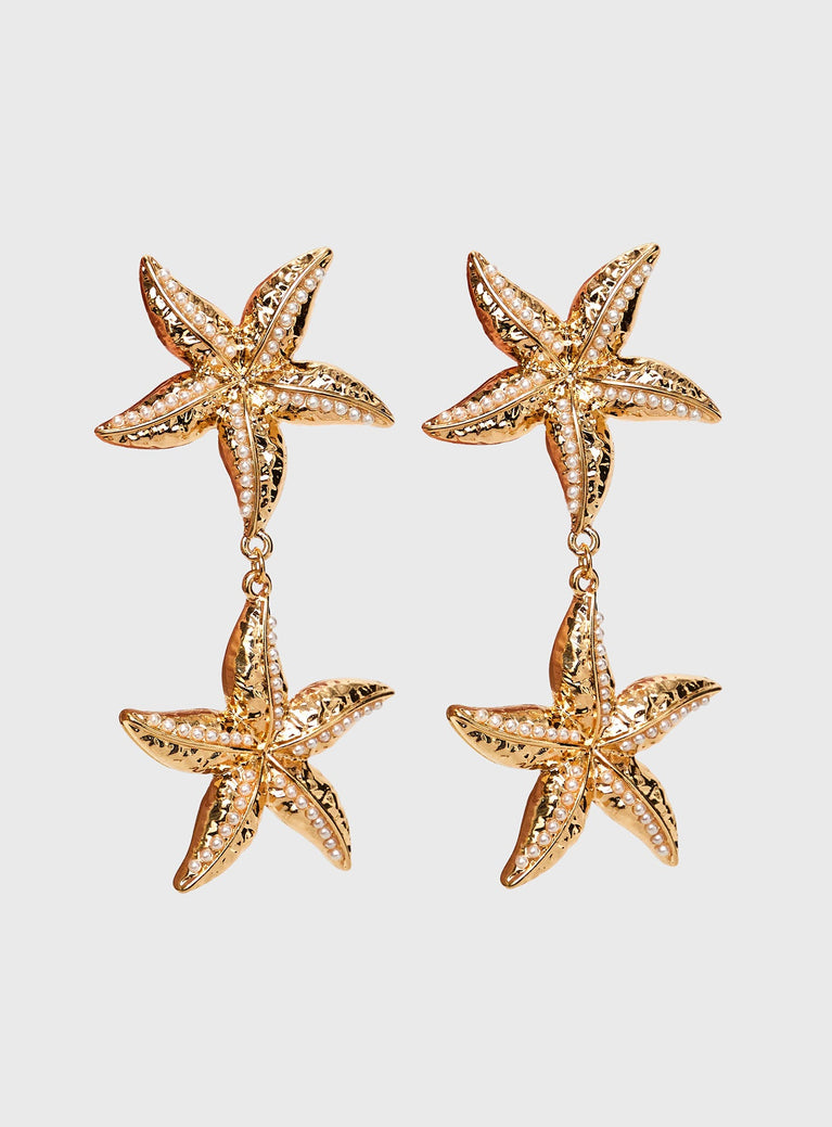 Starfish Drop Earrings Gold