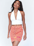   front view of model wearing Princess Polly Leo Knit Mini Skirt Orange 