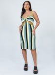 front view of model wearing Princess Polly Parker Mini Dress Multi Stripe 