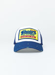 Trucker hat Graphic print  Mesh back panels  Snap back fastening 