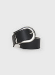 Faux leather belt, silver-toned buckle