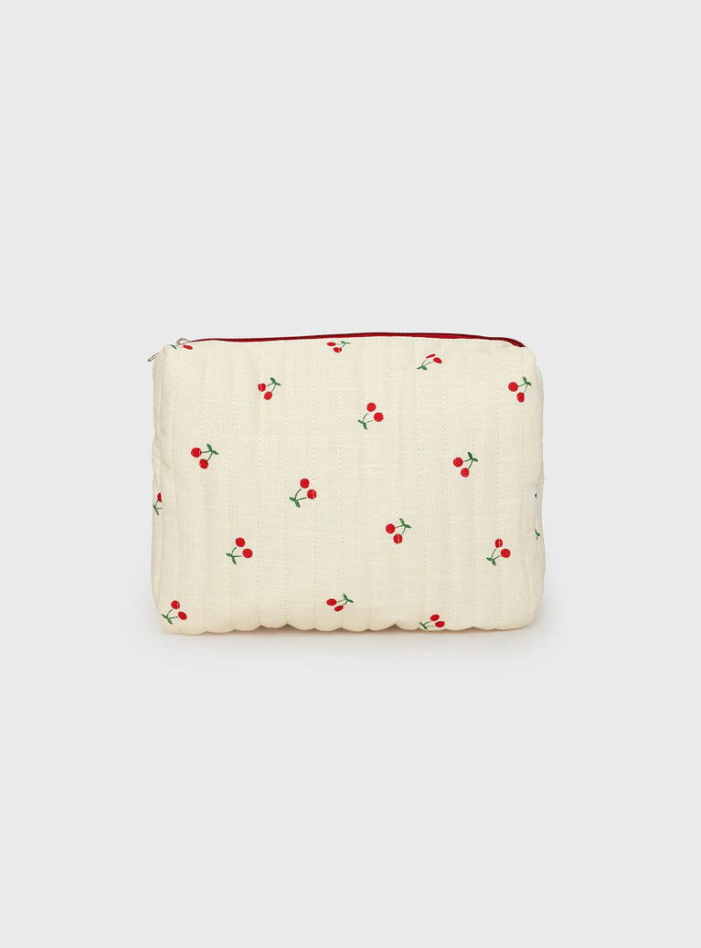 Cherry Time Makeup Bag White