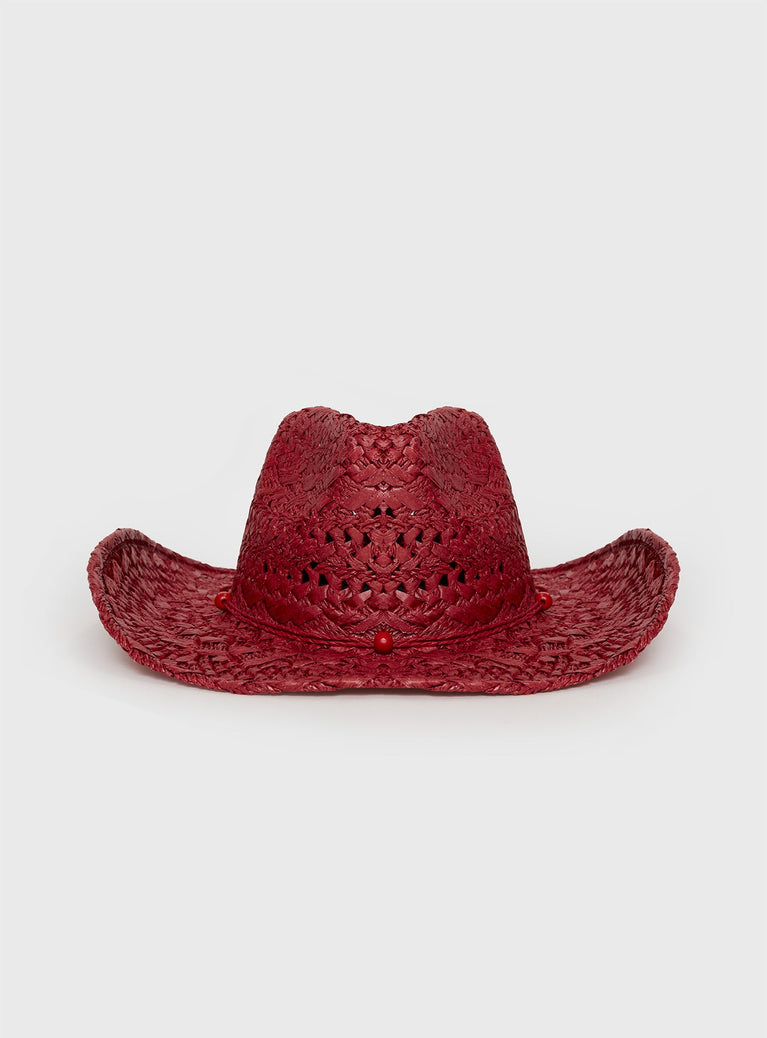 Straw cowboy hat Moulded brim, beaded detail