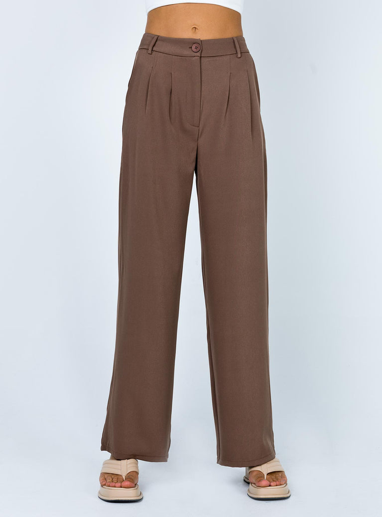 product Princess Polly High Waisted Pants  Archer Pants Brown