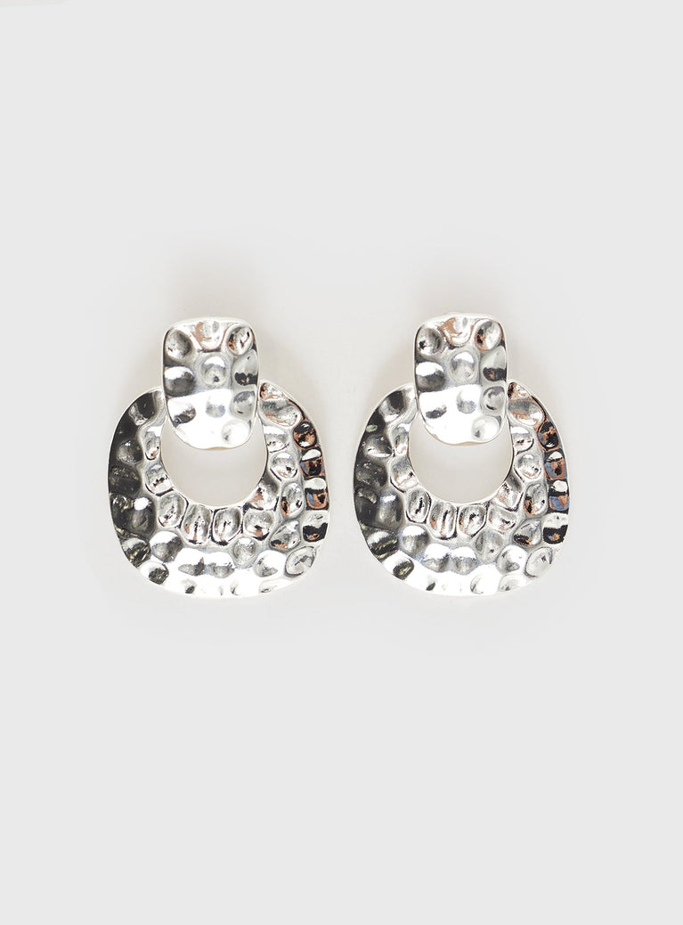 Silver Statement earrings Silver toned, stud fastening, lightweight