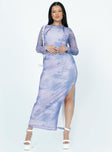 product Princess Polly Crew Neck  Harlowe Mesh Maxi Dress Blue Multi