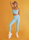 front view of model wearing Princess Polly Sports Star Leggings Blue 