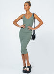 product Princess Polly Crew Neck  Oxford Midi Dress Green