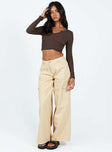 product Princess Polly Mid Rise  Adrianne Wide Leg Cargo Jeans Stone