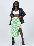   front view of model wearing Princess Polly Whitemore Checkboard Midi Skirt Green 