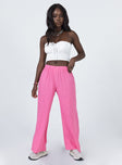 front view of model wearing Princess Polly Louis Linen Blend Pants Pink 