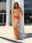 Front view of model wearing  front Hillcrest Floral Maxi Skirt Multi Princess Polly  Maxi 