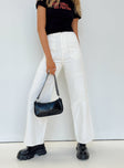 Front view of model wearing  front Princess Polly High Waisted  Calcetto Wide Leg Jeans White