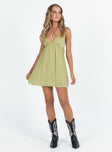 product Princess Polly Asymmetric Neckline  Koko Mini Dress Matcha Green