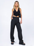 front view of model wearing Princess Polly Ramone Pants Black 