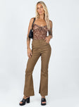 front view of model wearing Princess Polly Everette Pants Brown 