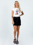   front view of model wearing Princess Polly Aswan Constrast Stitch Mini Skirt Black 