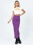   front view of model wearing Princess Polly Oscar Maxi Skirt Dark Purple 