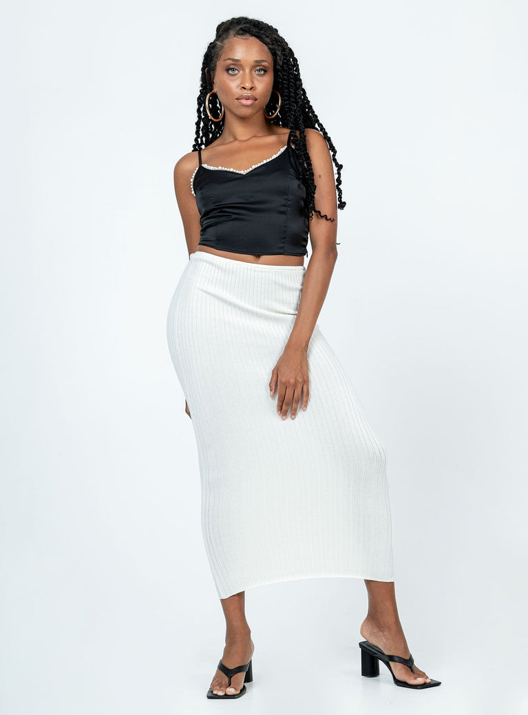 Front view of model wearing  front The Samma Midi Skirt White Princess Polly  Midi Skirts 