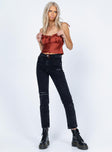 front view of model wearing Princess Polly Charleston Denim Jeans Black Mid Rise 