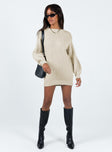 product Princess Polly High Neck  Harmony Knit Mini Dress Beige