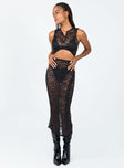 front view of model wearing Princess Polly Mayfair Lace Crop Black 