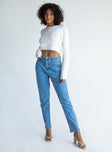 front view of model wearing Princess Polly Leila Yolk Mom Denim Jeans Mid Rise 