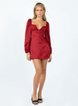 product Princess Polly Scoop Neck  Della Long Sleeve Mini Dress Burgundy