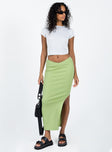 Front view of model wearing  front Abigail Midi Skirt Green Princess Polly  Midi Skirts 