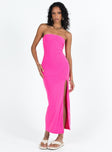 product Princess Polly Asymmetric Neckline  Panama Strapless Maxi Dress Hot Pink