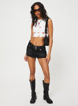 product Leita Belted Micro Skort Washed Black Denim Princess Polly High Waisted Shorts 