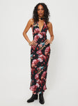 product Princess Polly Square Neck  Moulin Halter Maxi Dress Black / Red Floral