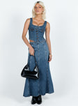 product Princess Polly Sleeveless Asymmetric Neckline  After Hours Corset Top Denim