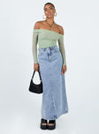 product Princess Polly Full Sleeves Asymmetric Neckline  Gryce Off The Shoulder Top Green