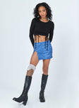   front view of model wearing Princess Polly Bold Move Mini Skirt Blue 