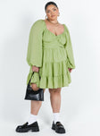 product Princess Polly Cowl Neck  Danny Long Sleeve Mini Dress Green Curve